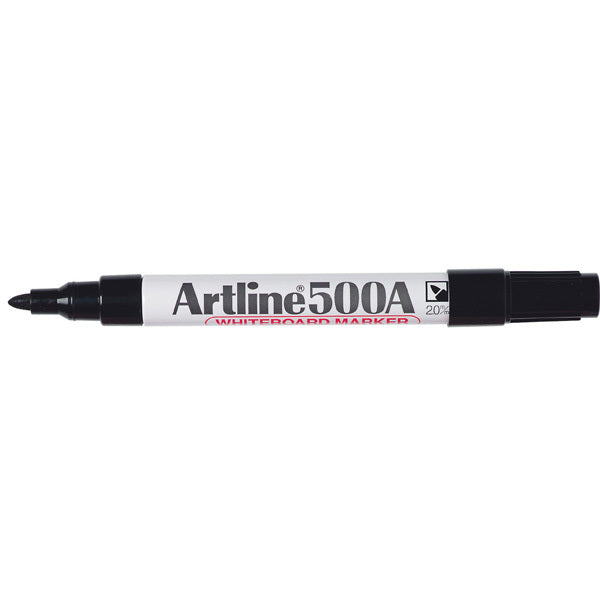 Artline Whiteboard Markers 500A - 2mm Bullet Nib: Black (Box of 12)