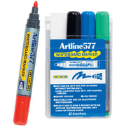 Artline Whiteboard Markers 577- 2mm Bullet Nib: Assorted (Pack of 4)