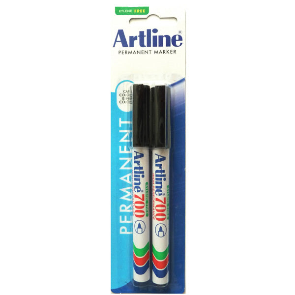 Artline Markers 700 - 0.7mm Permanent (Bullet Nib): Black (Pack of 2)