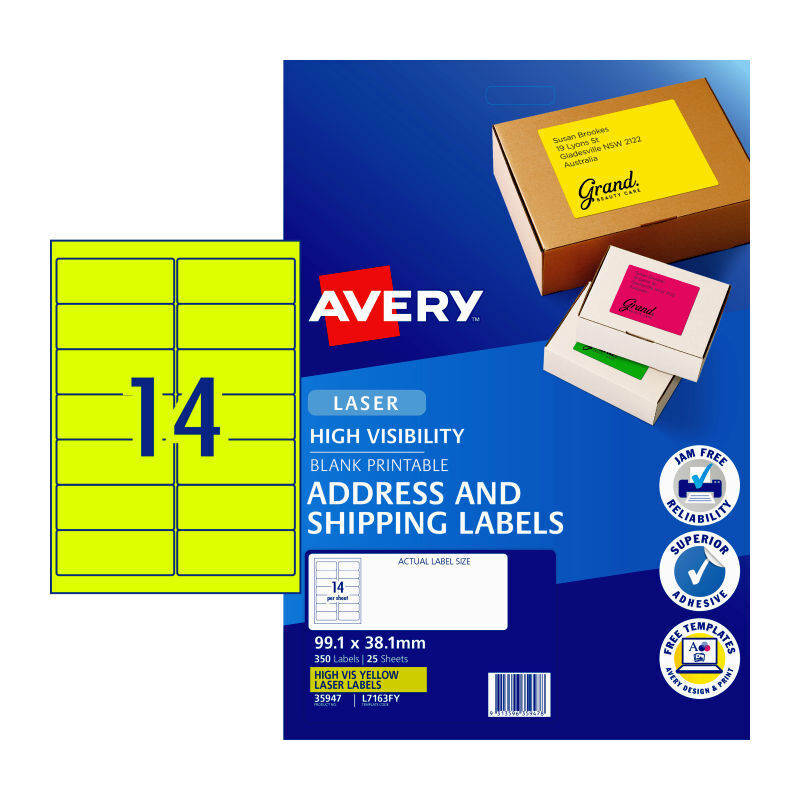 Avery LsrLbl Yl L7163F Y14Up - Pack of 25