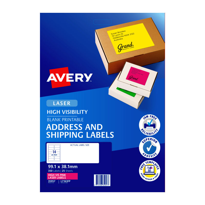 Avery LsrLb Pink L7163FP 14Up (Pack of 25)