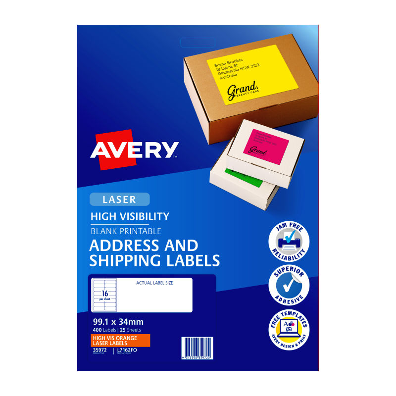 Avery Lsr Lbl Org L7162 16Up - Pack of 25