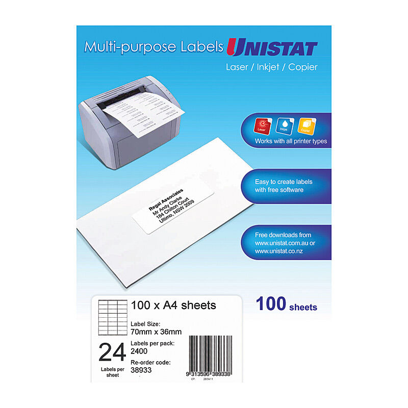 uni LIP Label 24Up 70X36 (Box of 100)
