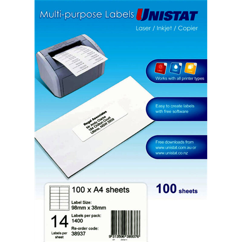 uni LIP Lbl 14Up 98X38mm - Pack of 100