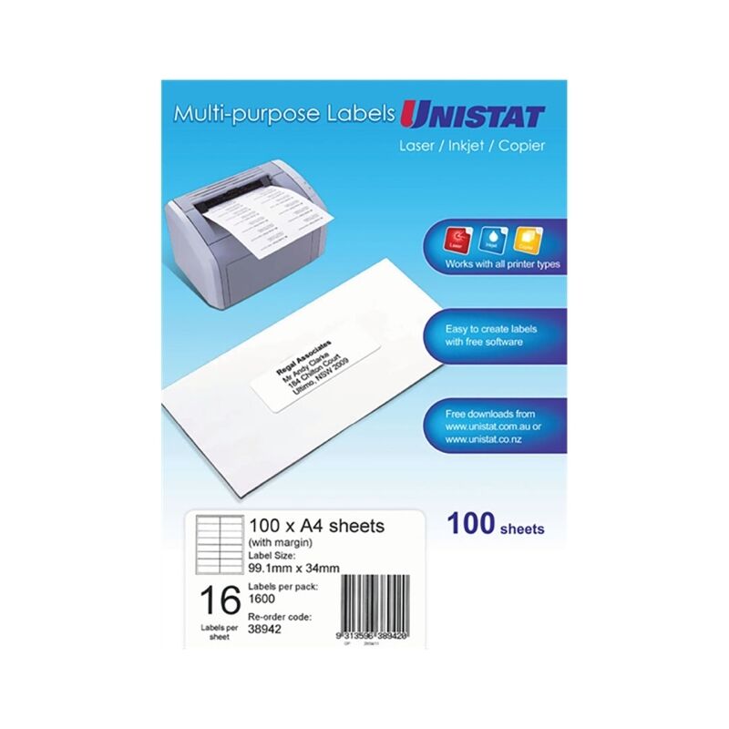 uni LIP Label 16UP - Pack of 100 (Box of 5)