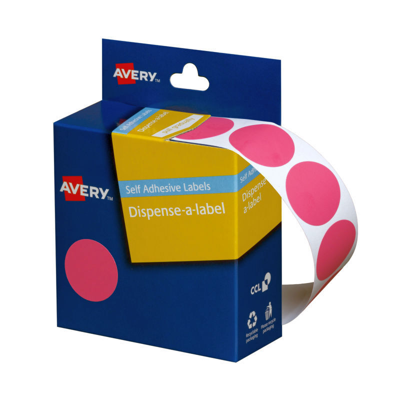 Avery Dispenser 24mm Pink Dot - Pack of 500