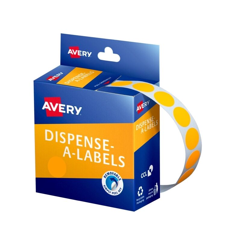 Avery Dispenser Dot 14mm Orange - Pack of 700 (Box of 5)