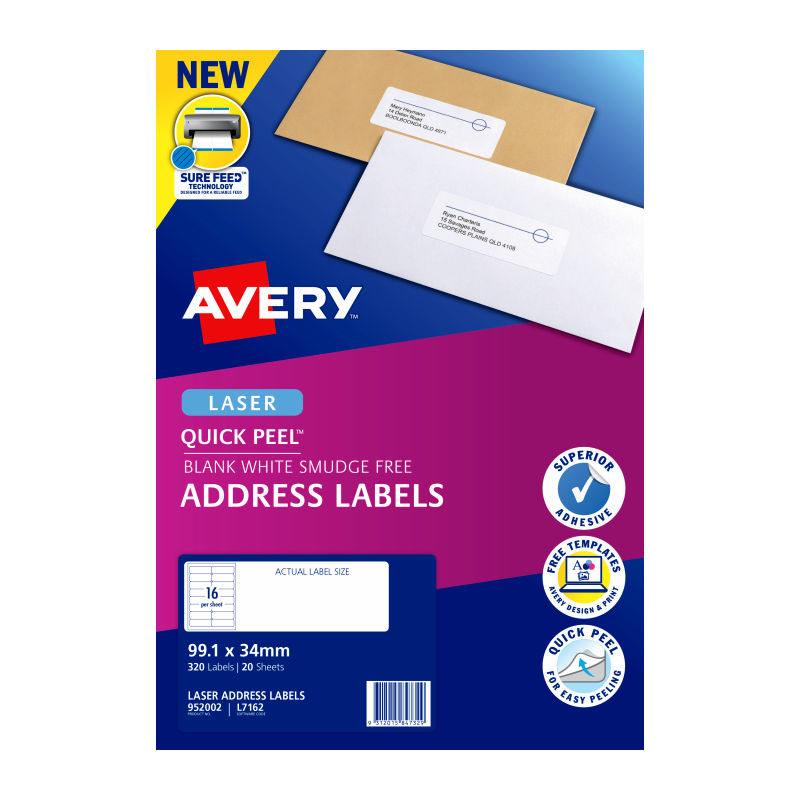 Avery Lsr Label QP L7162 16Up (Pack of 20)