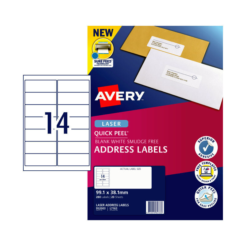 Avery Laser Label L7163 14Up (Pack of 20)