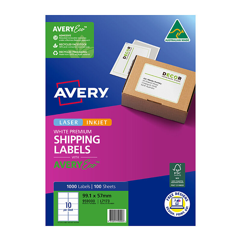 AveryEco Label L7173 10UP (Pack of 100)