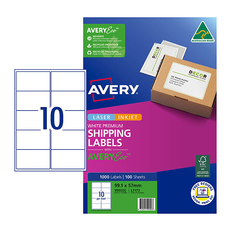 AveryEco Label L7173 10UP (Pack of 100)