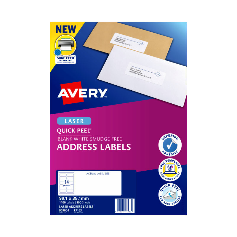 Avery Lsr Label QP L7163 14Up (Pack of 100)