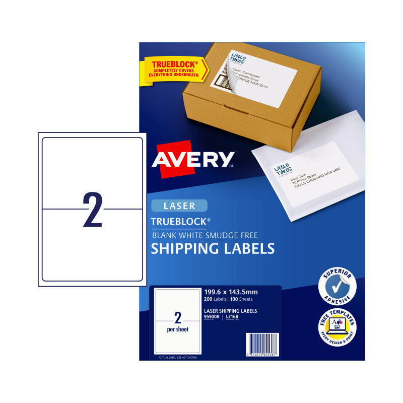 Avery Lsr Label L7168 2Up (Pack of 100)