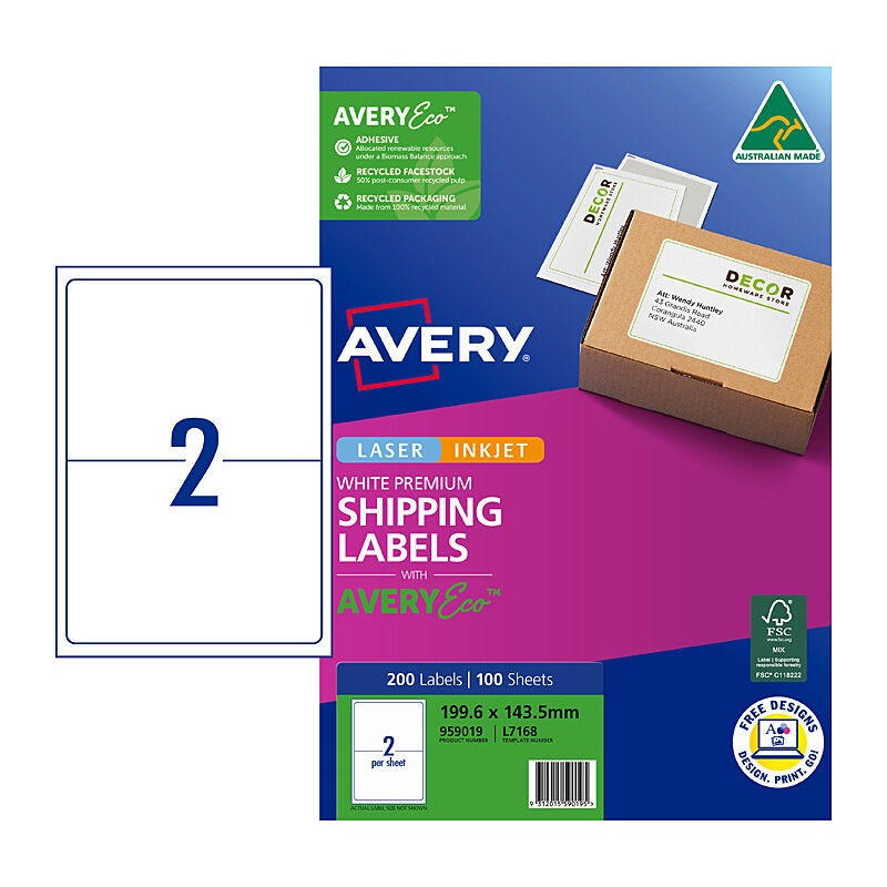AveryEco Label L7168 2UP (Pack of 100)