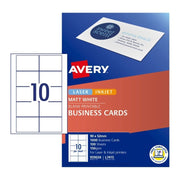 Avery L7415 Matt Business Cards 90 x 52mm - 100 Sheets
