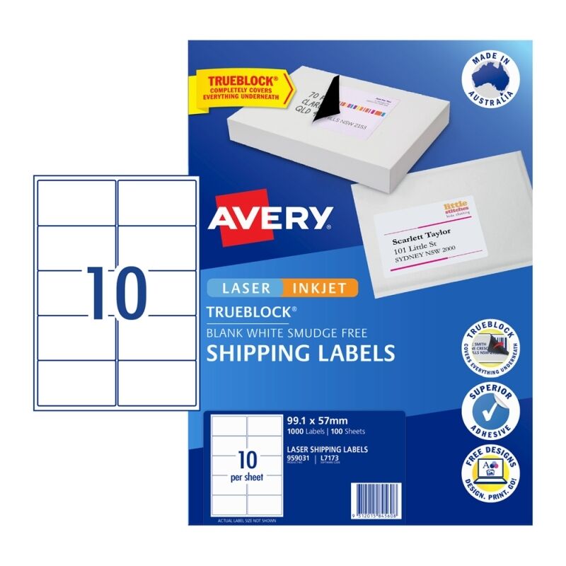 Avery Laser Label L7173 10Up (Pack of 100)
