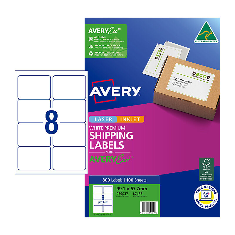 AveryEco Label L7165 8UP (Pack of 100)