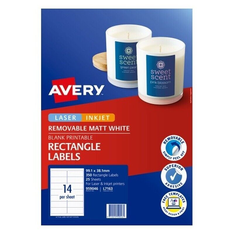 Avery Labels L7163 LIP 14Up (Pack of 350)