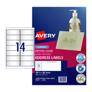 Avery Lsr Label Clear L7563 14Up (Pack of 25)