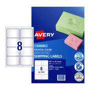 Avery Lsr Label Clear L7565 8Up (Pack of 25)