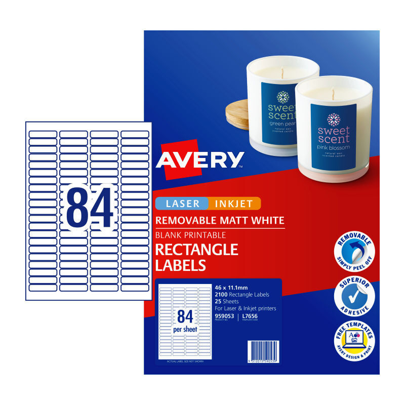 Avery Label Rmvb L7656REV 84Up (Pack of 25)