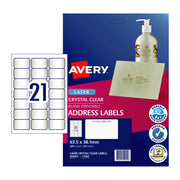 Avery Label Clear L7560 21Up (Pack of 25)