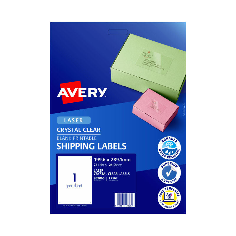 Avery Lsr Label Clear L7567 1-Up (Pack of 25)