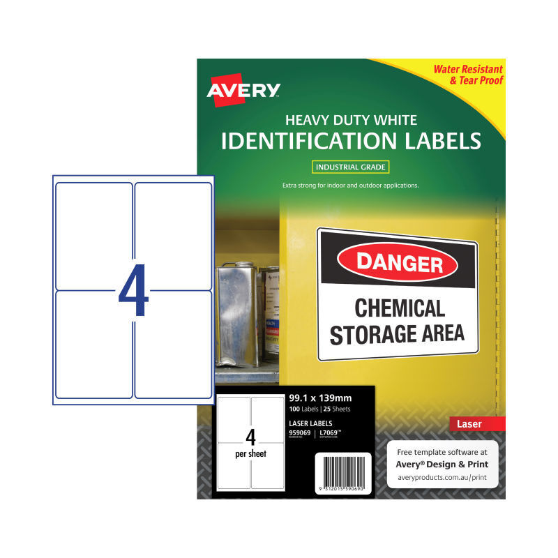 Avery LaserLbl L7069 4Up (Pack of 25)
