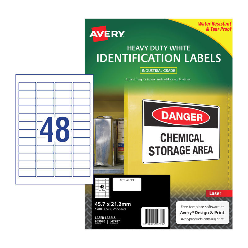 Avery Lsr Label Heavy Duty L4778 48Up (Pack of 25)