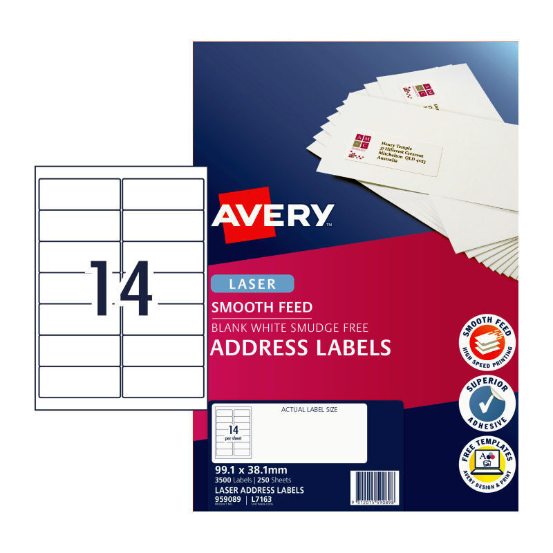 Avery Laser Label L7163 14Up (Pack of 250)