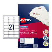 Avery Laser Label L7160 21Up (Pack of 250)