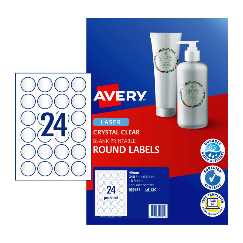 Avery Laser Lbl Red Clr 40mm - Pack of 240