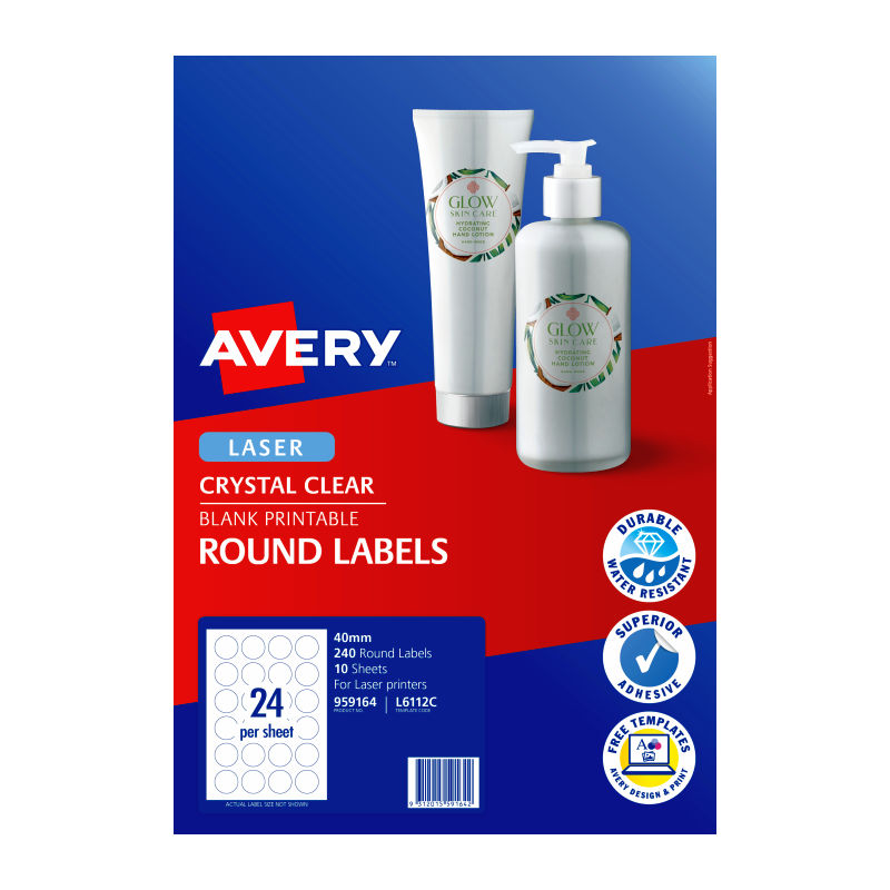 Avery Laser Lbl Red Clr 40mm - Pack of 240