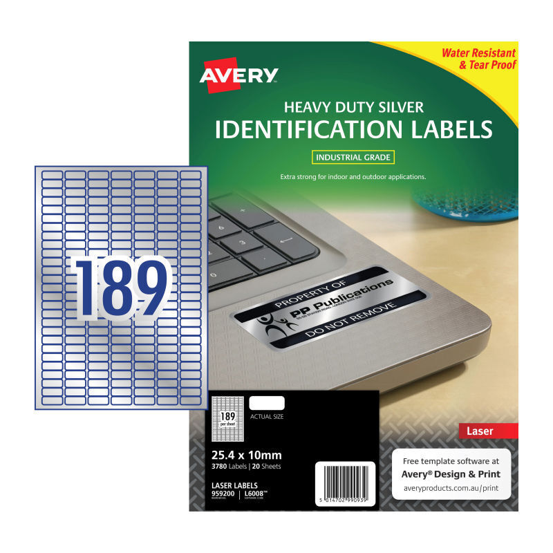 Avery LsrLbl Silver L6008 189Up (Pack of 20)