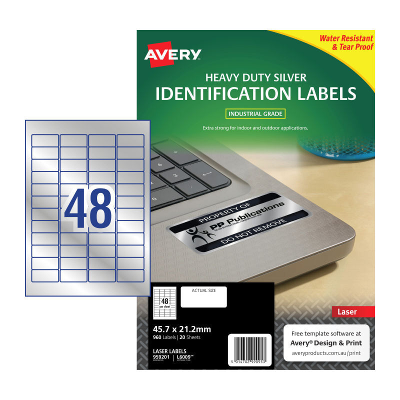 Avery Lsr Label Heavy Duty L6009 48Up (Pack of 20)