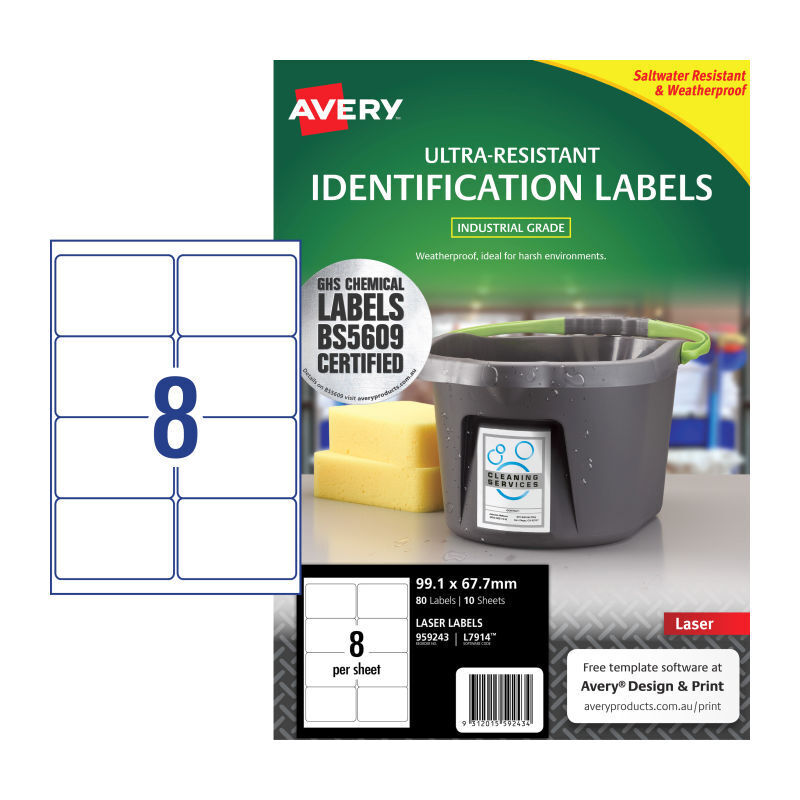 Avery Label Outdoor L7914 8Up (Pack of 10)