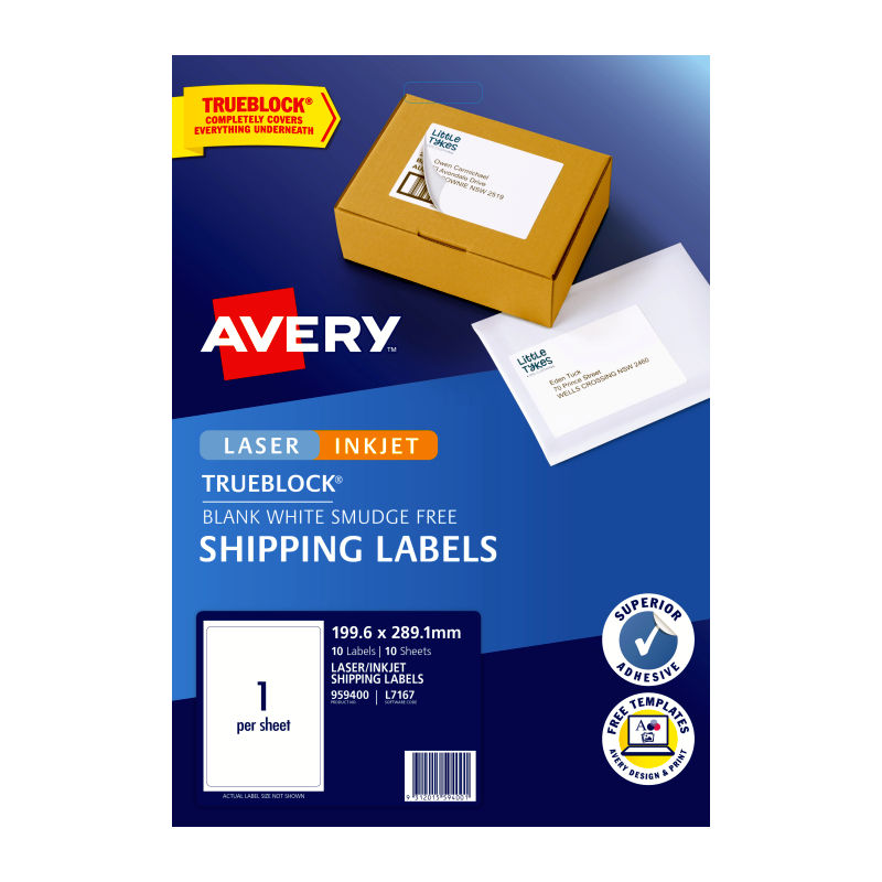 Avery Label White 199.6X289 1-Up (Pack of 10)