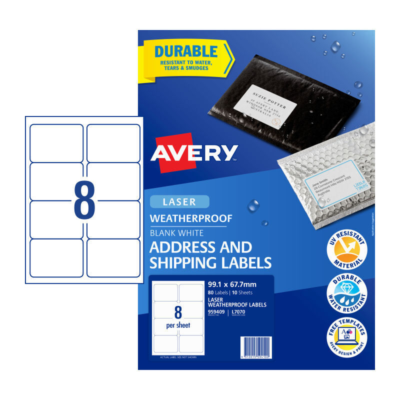 Avery Laser Lbl L7070 8Up - Pack of 10