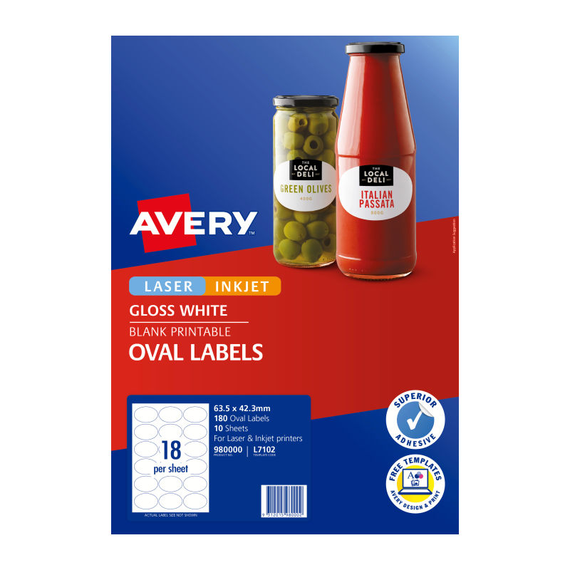 Avery Label Oval L7102 18Up (Pack of 10)