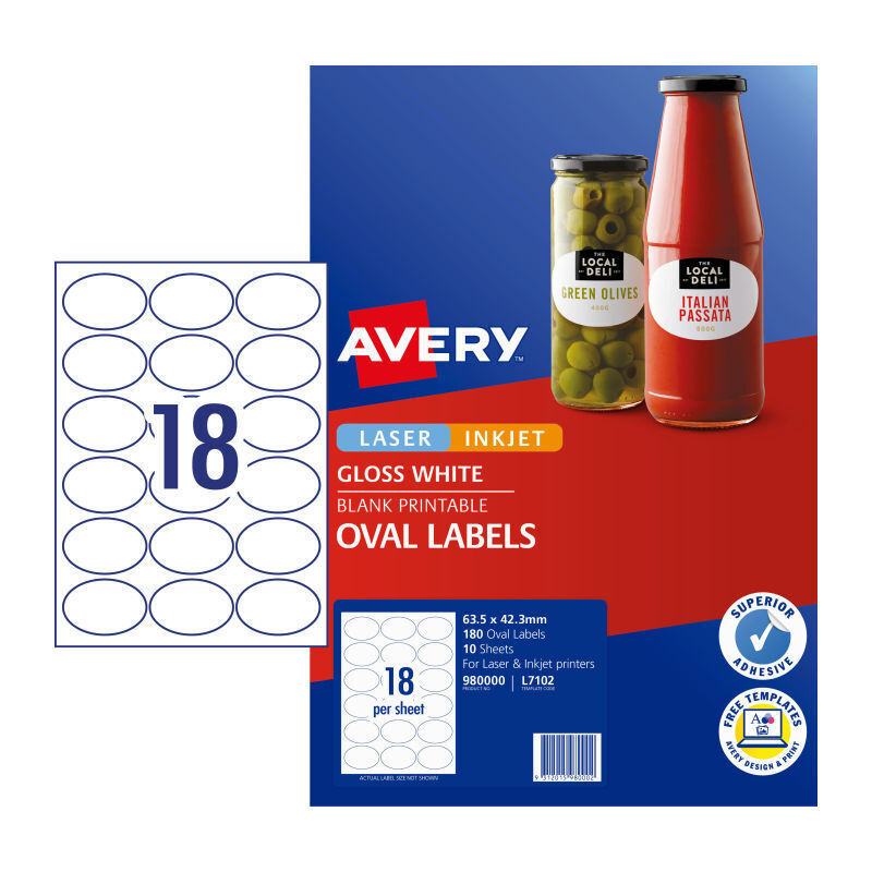 Avery Label Oval L7102 18Up (Pack of 10)