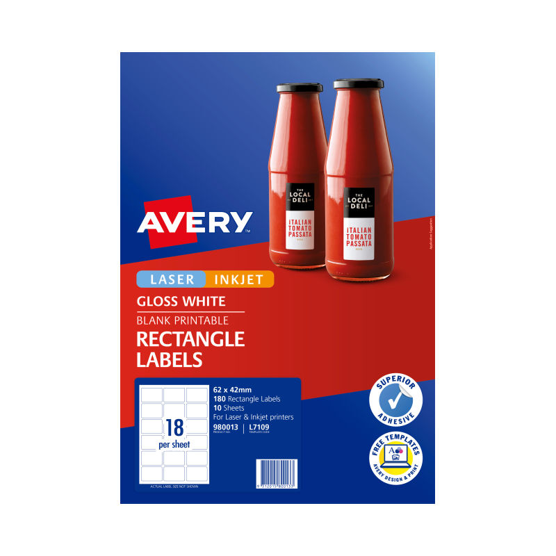 AveryLbl Rect L7109 18Up (Pack of 10)