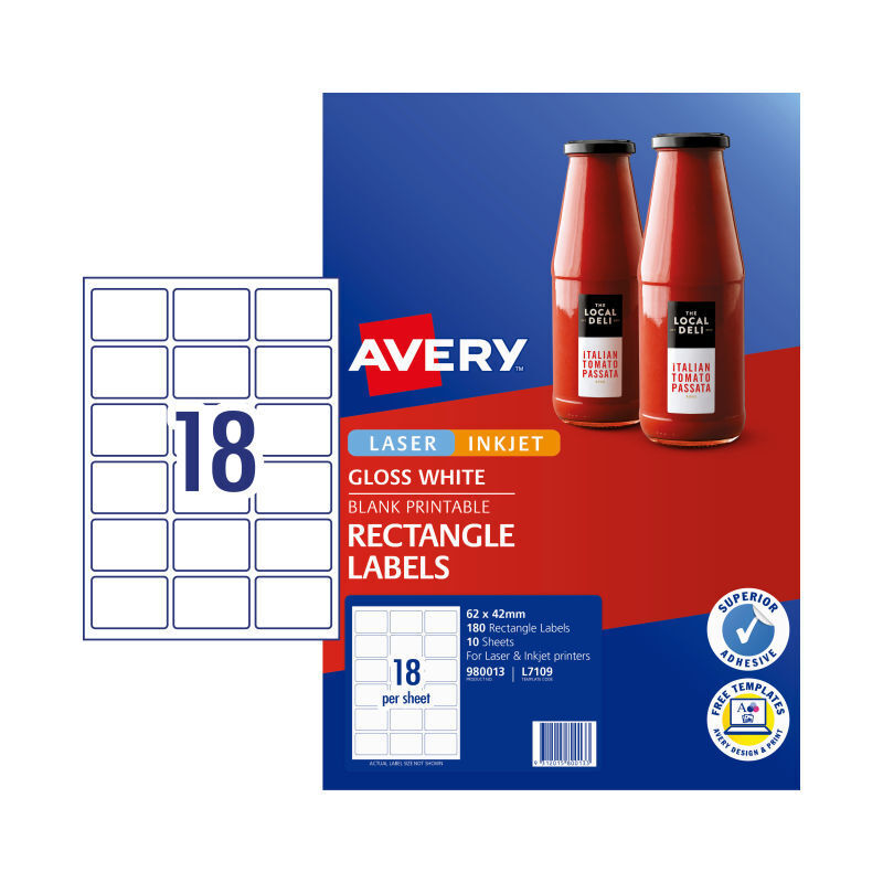AveryLbl Rect L7109 18Up (Pack of 10)