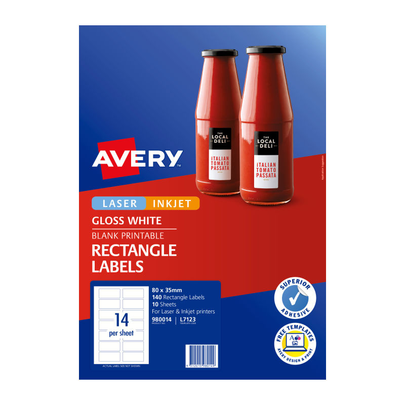 Avery Label Rect L7123 14Up (Pack of 10)