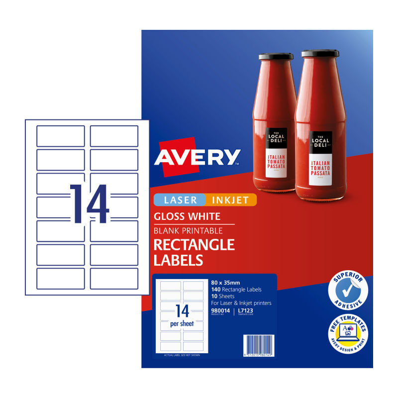 Avery Label Rect L7123 14Up (Pack of 10)