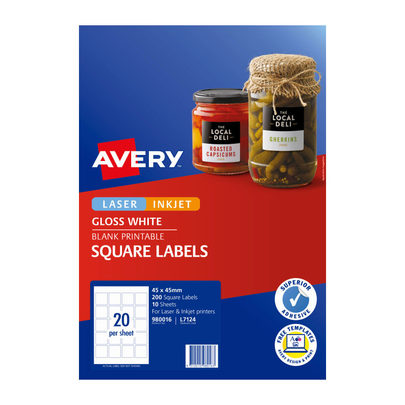 Avery Lbl Square L7124 20Up (Pack of 10)