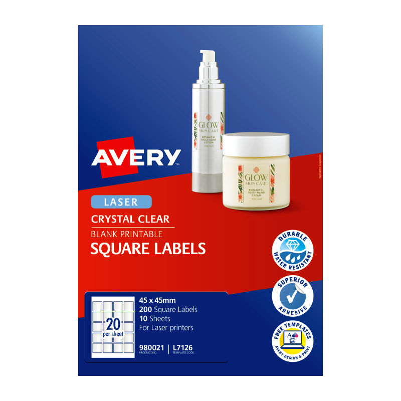 Avery Lsr Label Sq L7126 20Up (Pack of 20)