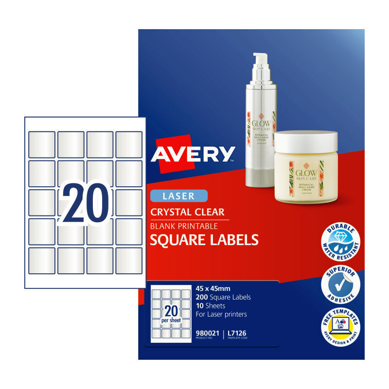 Avery Lsr Label Sq L7126 20Up (Pack of 20)