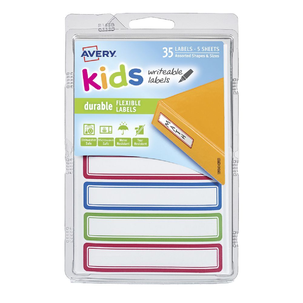 Avery Kids Durable Labels - Assorted - 35 Pack