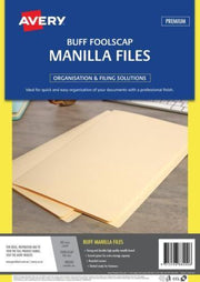 Avery Manilla File - Foolscap: Buff (Pack of 20)