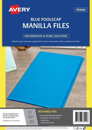 Avery Manilla Folders - Foolscap: Blue (Pack of 20)